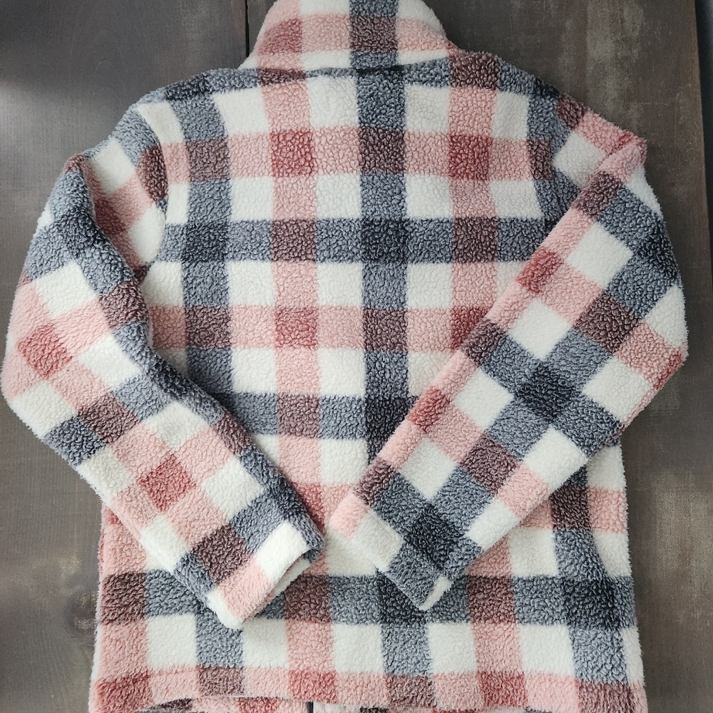 Maurices White Plaid Sherpa Jacket – Size Medium - Picture 3 of 7